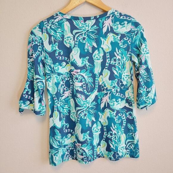 Lilly Pulitzer Preston Top Tidal Wave In The Details T-Shirt Sz XXS - Picture 6 of 8